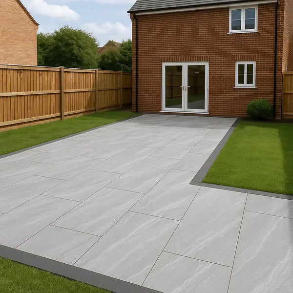 crossover grey porcelain paving slabs