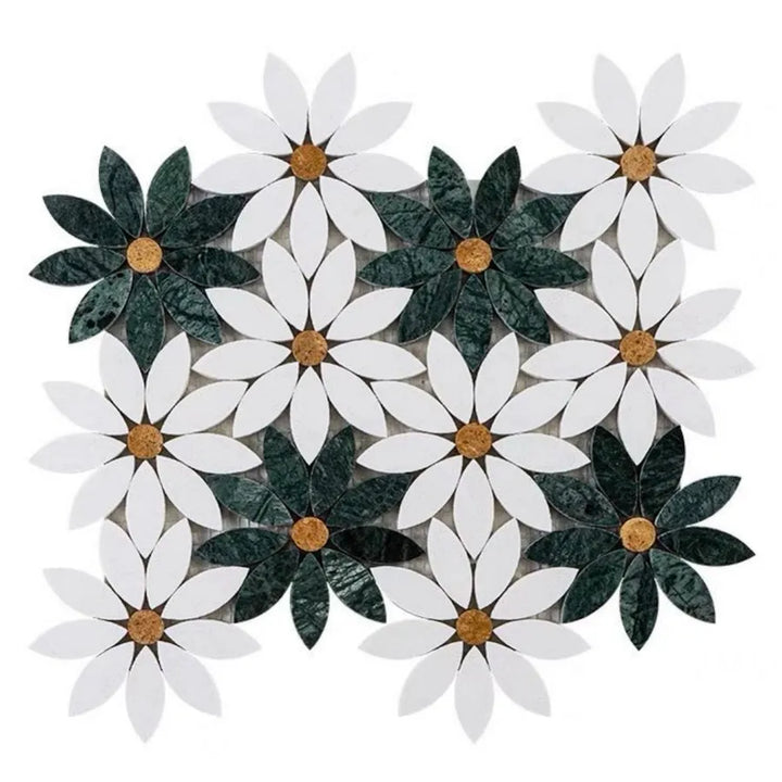Marble Daisy Mosaic Tiles