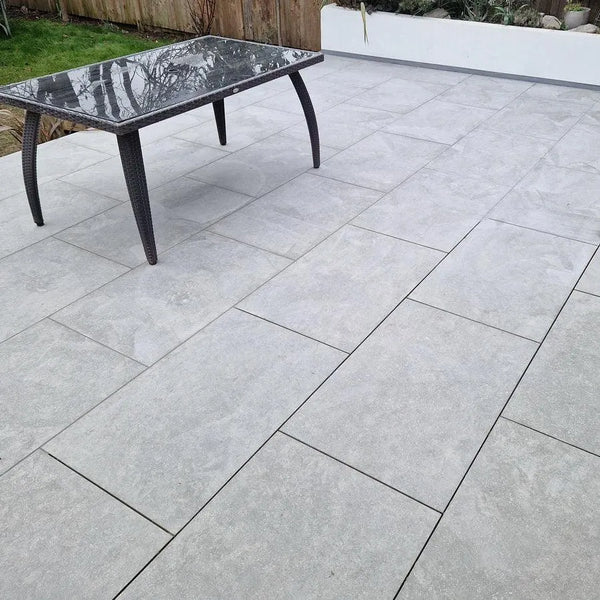 Fossil Grey Limestone Effect Porcelain Paving 900x600 £27.62/m2 - Paving Slabs UK