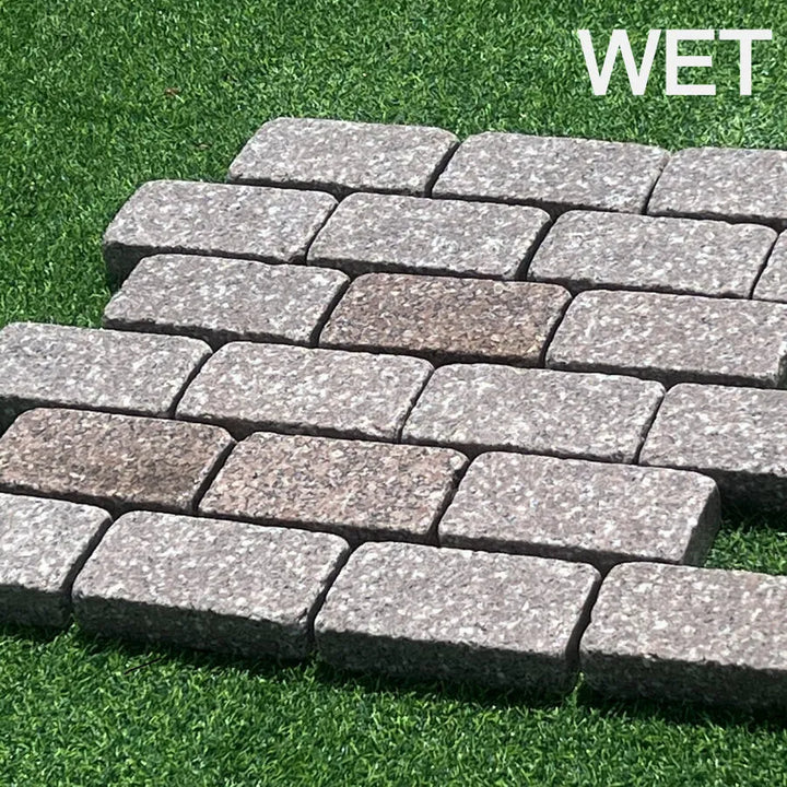 rose pink granite tumbled cobble setts