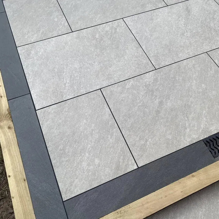 quartz grey outdoor porcelain paving tiles 900 x 600