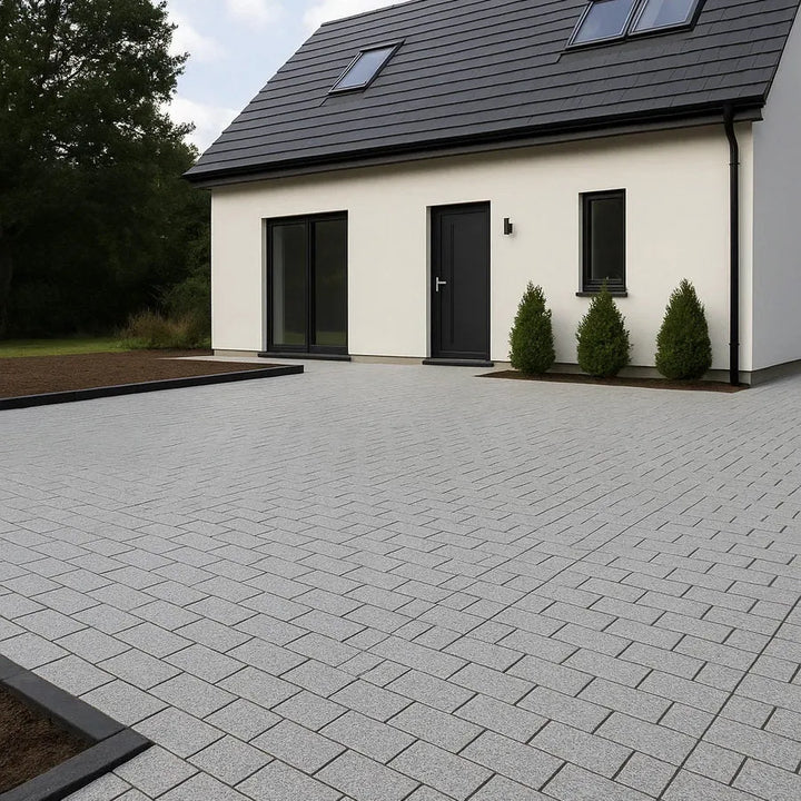 silver grey granite setts sawn flamed 200 x 100
