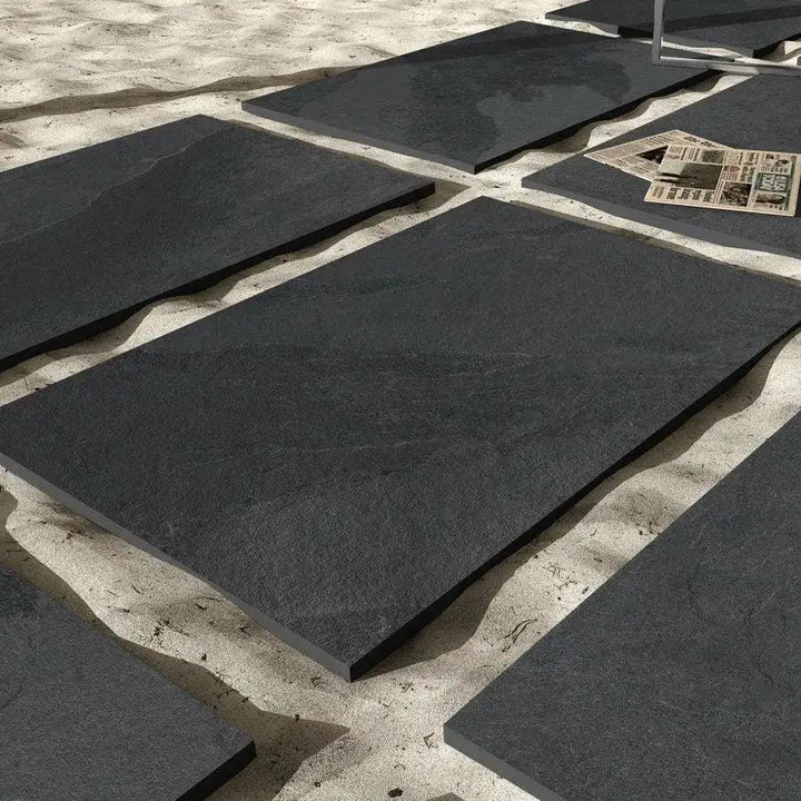 Brazilian black slate porcelain paving slabs 900 x 600