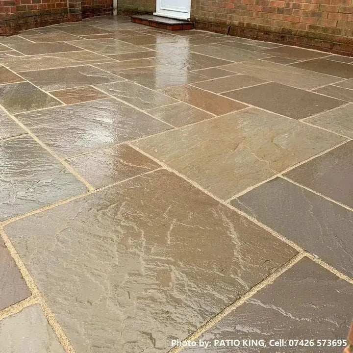 Raj blend Indian sandstone paving slabs