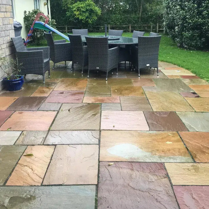 Raj blend Indian sandstone patio paving