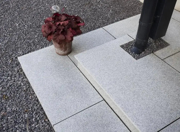 silver grey granite paving stones