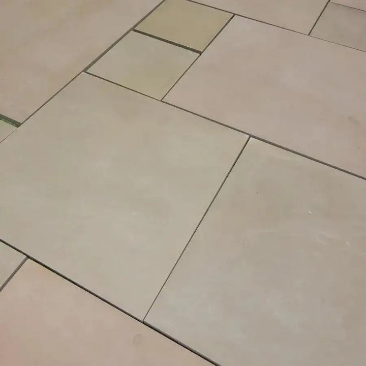 smooth sandstone Raj green sawn honed patio slabs