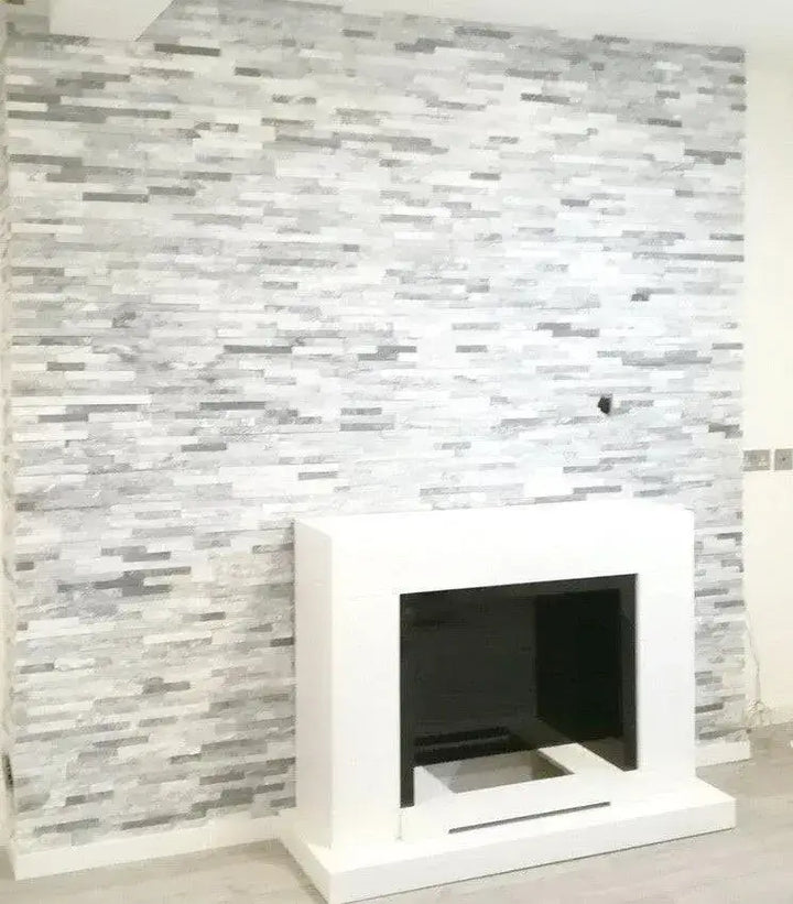 split face tiles white grey sparkle